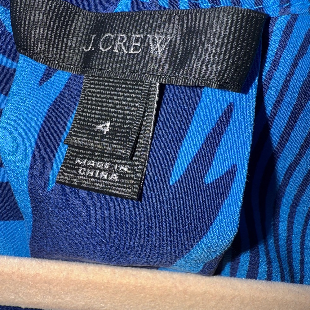 J. Crew Vibrant Blue Patterned silk Top